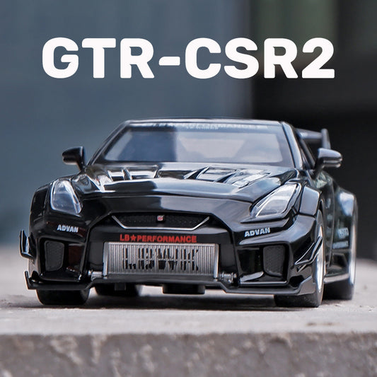 🏎️ Nissan GT-R Preto Escala 1:32 Miniatura